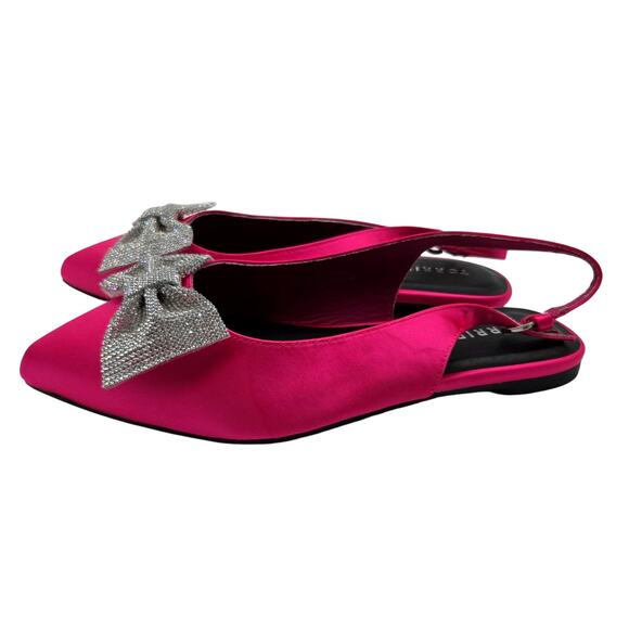 Torrid Embellished Bow Pointed Toe Slingback Ballet Flats Size 9.5 New Hot Pink - Picture 5 of 11